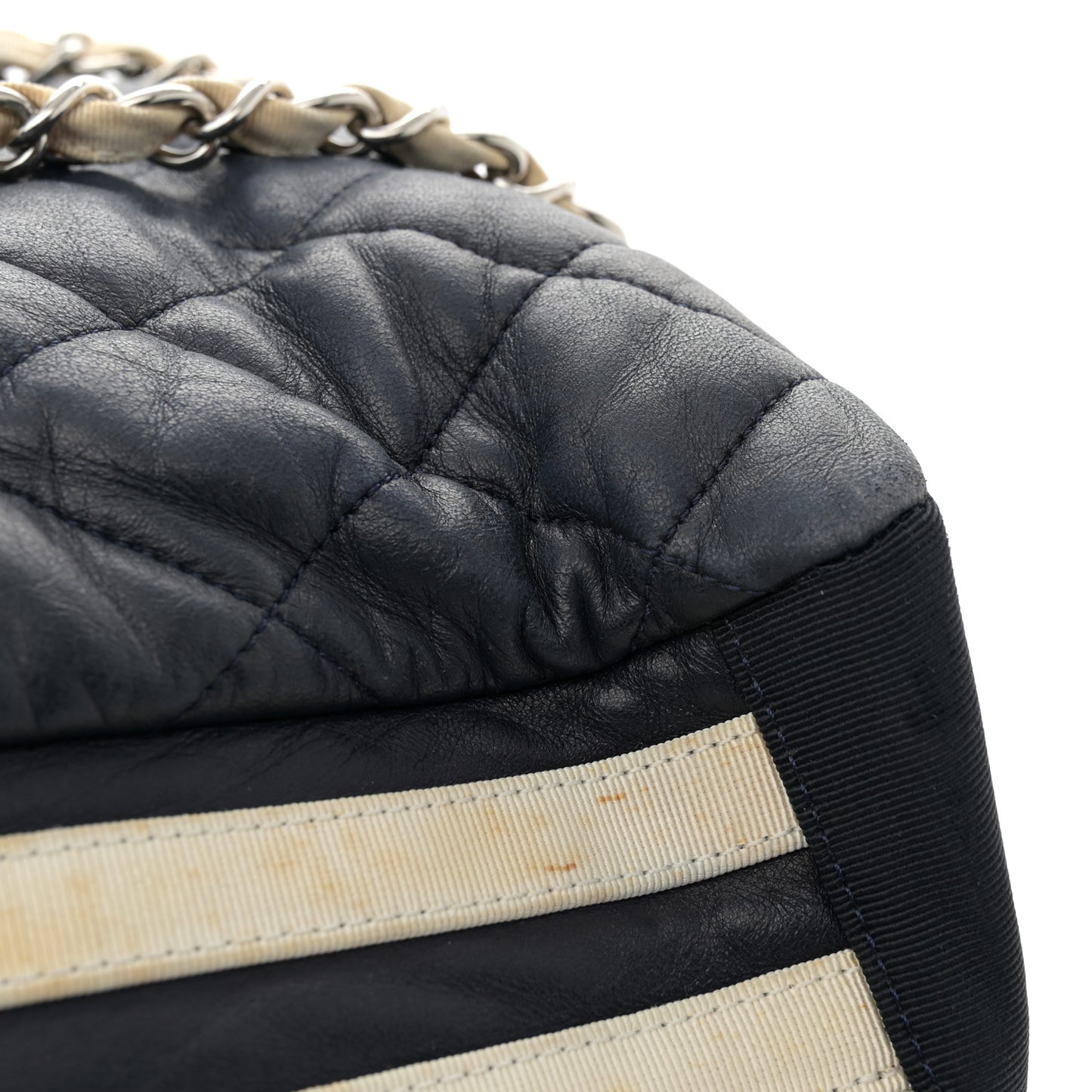 Lambskin Quilted Lido Shoulder Bag Dark Navy Blue