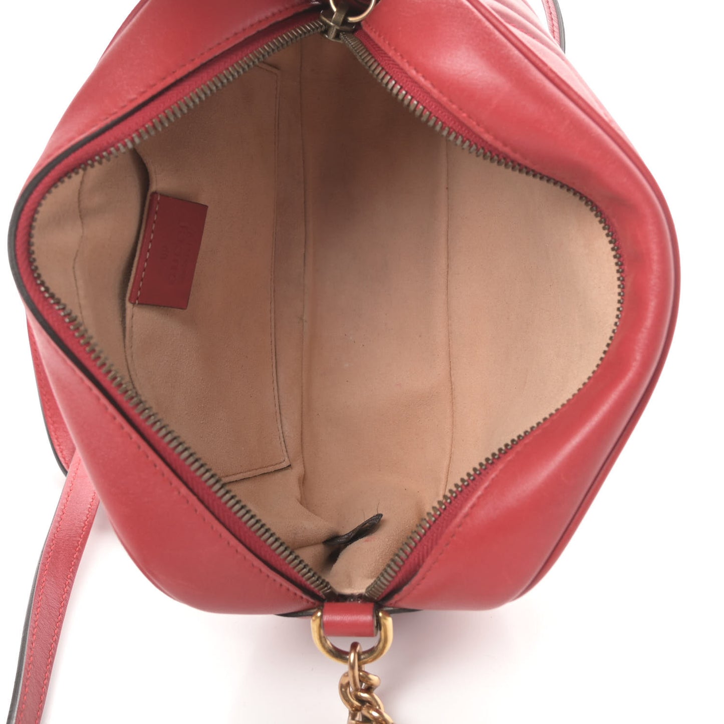 Calfskin Matelasse Small GG Marmont Chain Shoulder Bag Hibiscus Red
