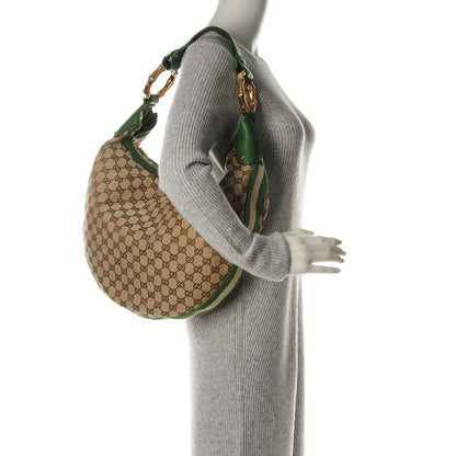 Gucci Monogram Web Bamboo Ring Hobo Green 2 of 8