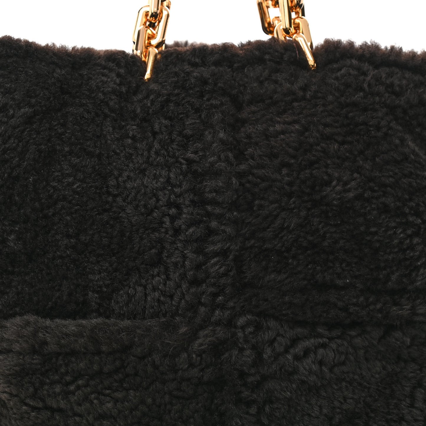 Shearling Intrecciato The Chain Tote Black