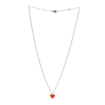 Van Cleef & Arpels 18K Rose Gold Carnelian Sweet Alhambra Heart Pendant Necklace 3 of 8