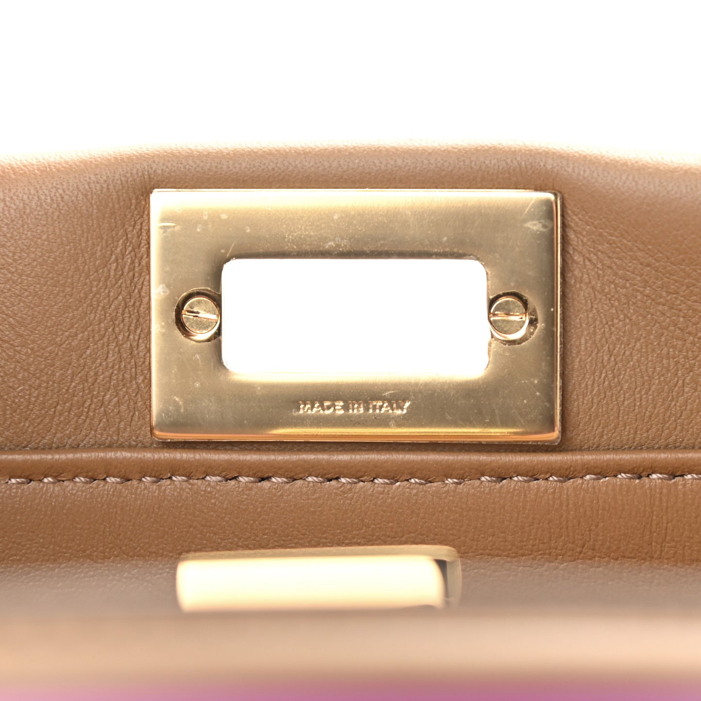 Vitello Seta Nappa Plexiglass Bi-Color Mini Peekaboo Iconic Satchel Bouganville Sand