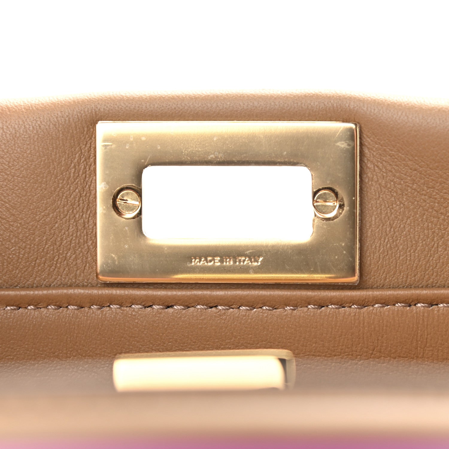 Fendi Vitello Seta Nappa Plexiglass Bi-Color Mini Peekaboo Iconic Satchel Bouganville Sand 8 of 12