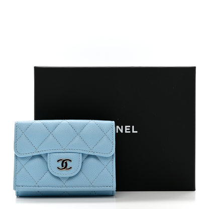 Chanel Caviar Quilted Double Flap Wallet Light Blue 9 of 9