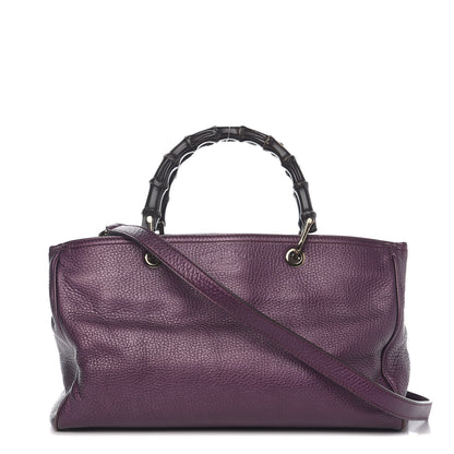 Gucci Pebbled Calfskin Medium Bamboo Shopper Tote Purple 1 of 13