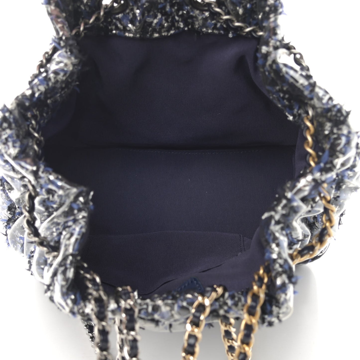 Tweed PVC Quilted Gabrielle Backpack Navy Black