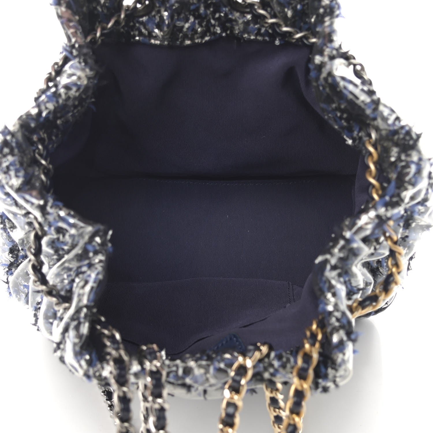 Chanel Tweed PVC Quilted Gabrielle Backpack Navy Black 5 of 11