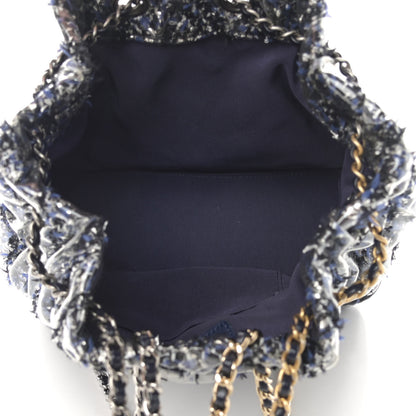 Chanel Tweed PVC Quilted Gabrielle Backpack Navy Black 5 of 11