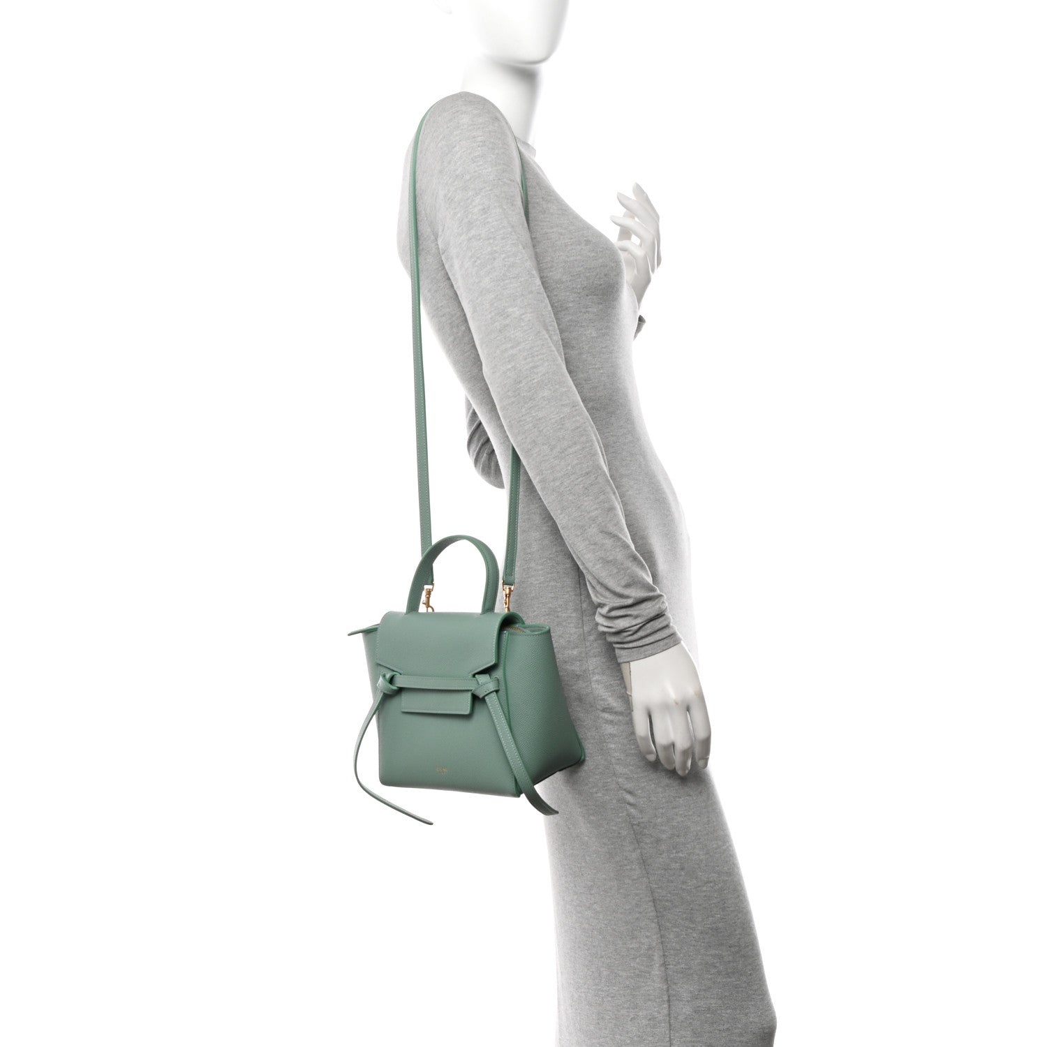 Celine Grained Calfskin Nano Belt Bag Ice Mint 2 of 10