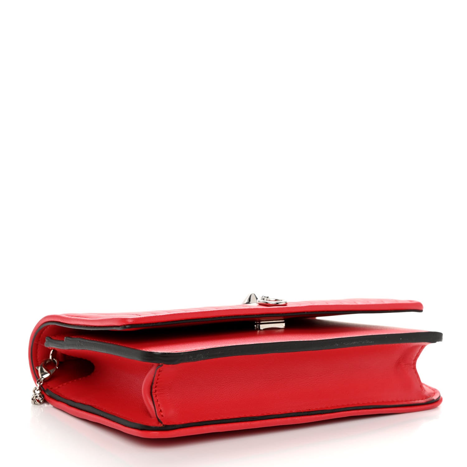 Fendi Shiny Nappa Trapuntata Dotcom Tube Wallet On Chain Rojo 4 of 11