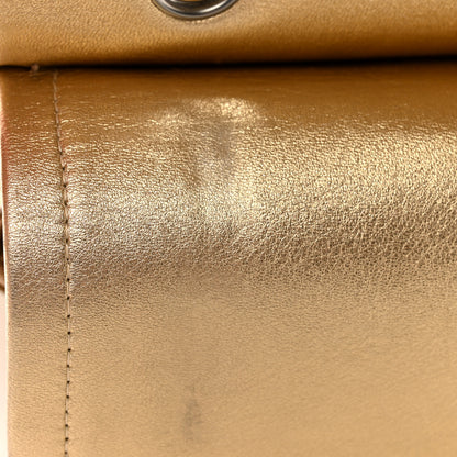 Chanel Metallic Washed Lambskin Quilted Medium Double Flap Dark Gold Black 14 of 17