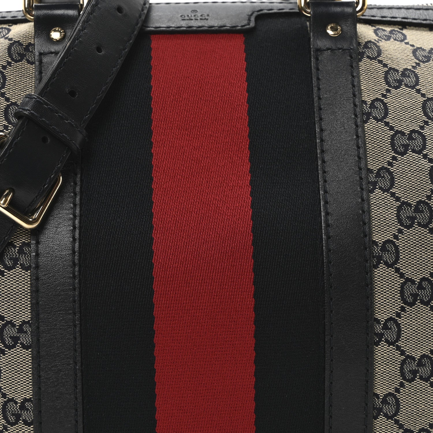 Gucci Monogram Selleria Calfskin Vintage Web Medium Boston Beige Blue 8 of 10