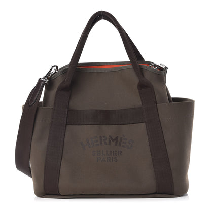 Hermes Toile Sac De Pansage Groom Kaki Feu 1 of 11