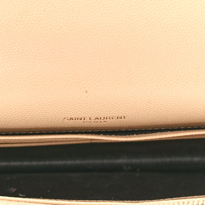 Saint Laurent Grain De Poudre Matelasse Chevron Monogram Envelope Chain Wallet Nude Powder 7 of 15
