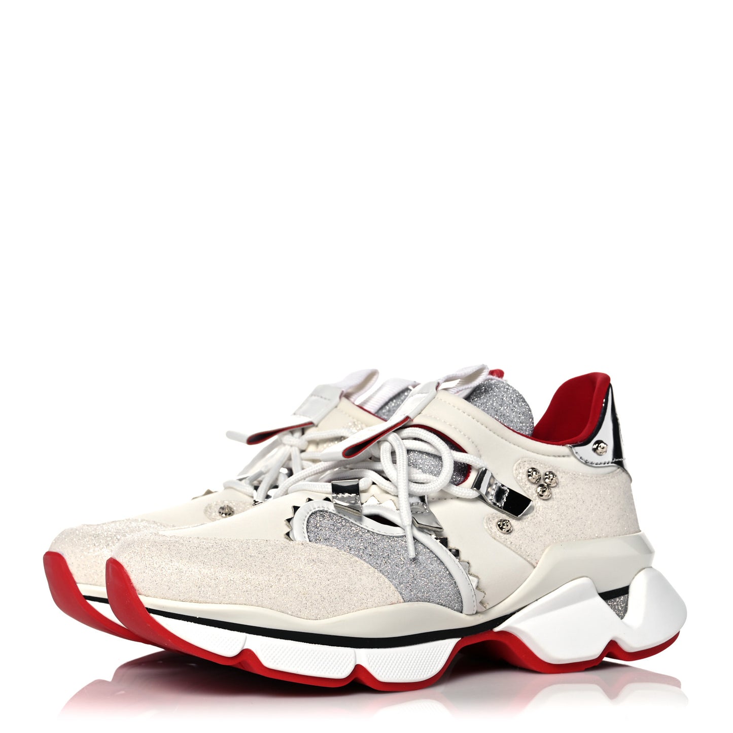 Calfskin Glitter Donna Red Runner Sneaker 36.5 White