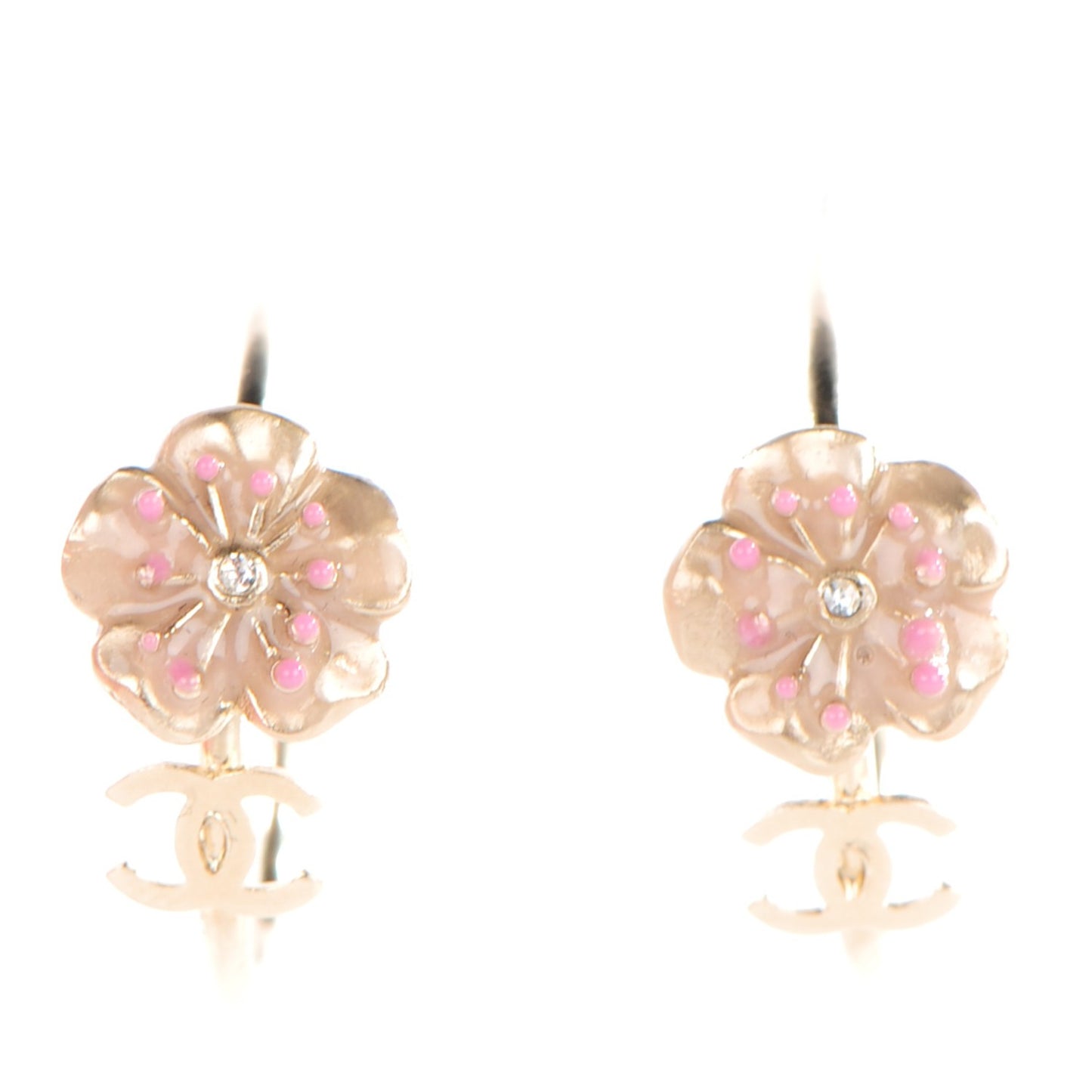 Enamel CC Camellia Hoop Earrings Gold