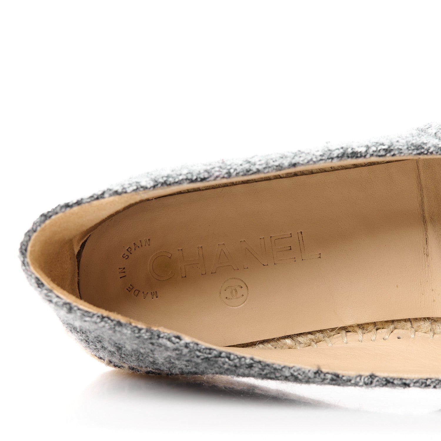 Chanel Tweed Velvet CC Espadrilles 39 Grey Black 9 of 11