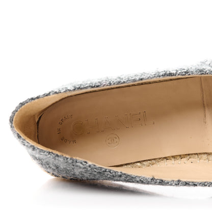 Chanel Tweed Velvet CC Espadrilles 39 Grey Black 9 of 11