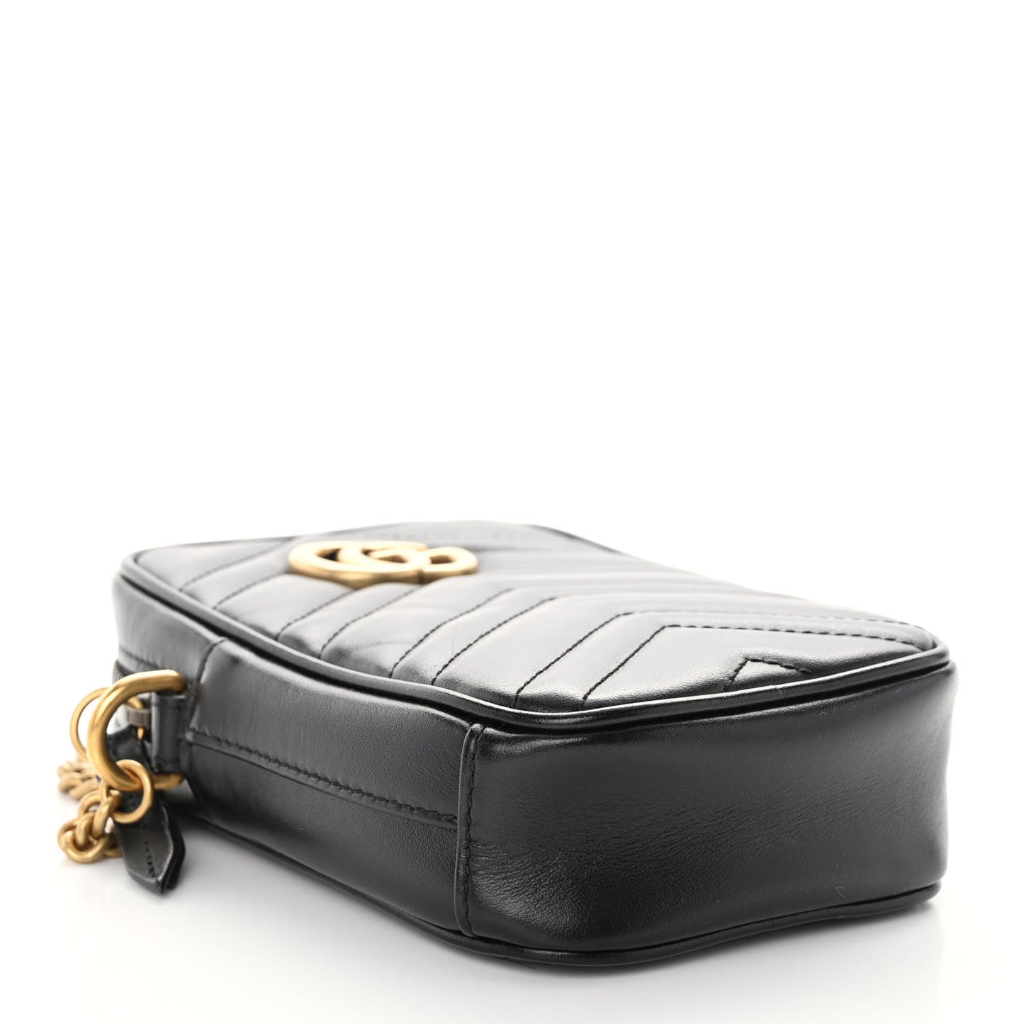 Calfskin Matelasse Mini GG Marmont Crossbody Bag Black