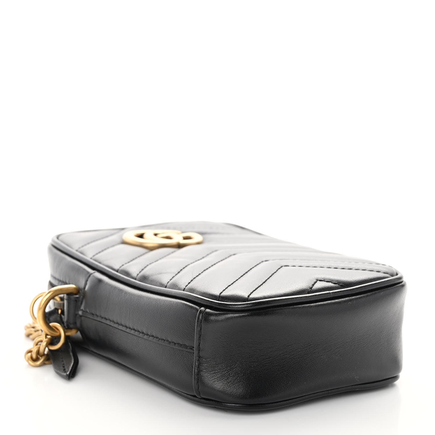 Gucci Calfskin Matelasse Mini GG Marmont Crossbody Bag Black 4 of 9