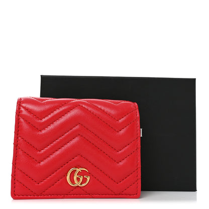 Gucci Calfskin Matelasse GG Marmont Card Case Wallet Bright Red 8 of 8