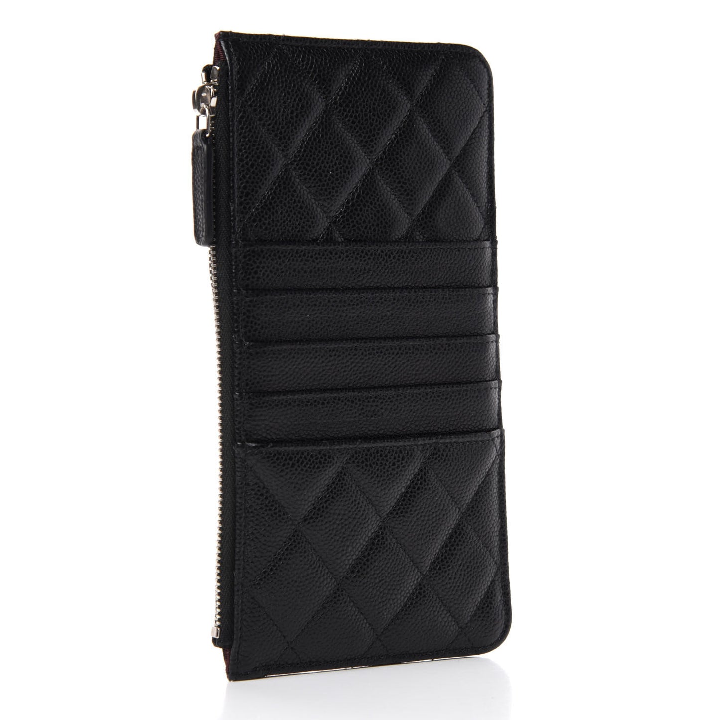 Caviar Quilted Classic Flat Wallet Pouch Black