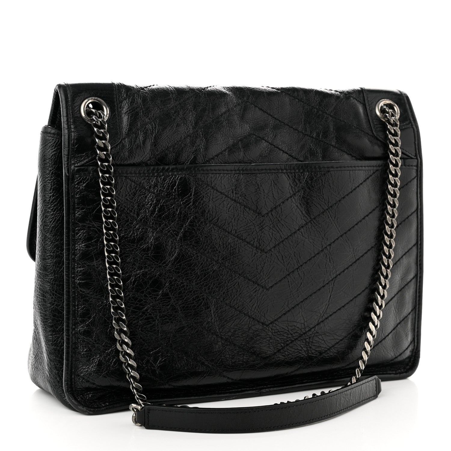 Saint Laurent Crinkled Calfskin Matelasse Monogram Large Niki Chain Satchel Black 3 of 10