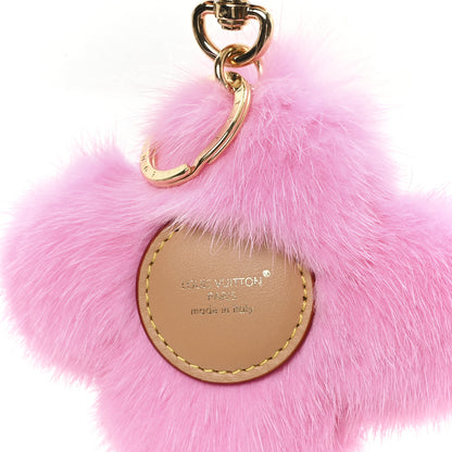 Louis Vuitton Calfskin Mink Fur Vivienne Bag Charm Key Holder Pink 3 of 3