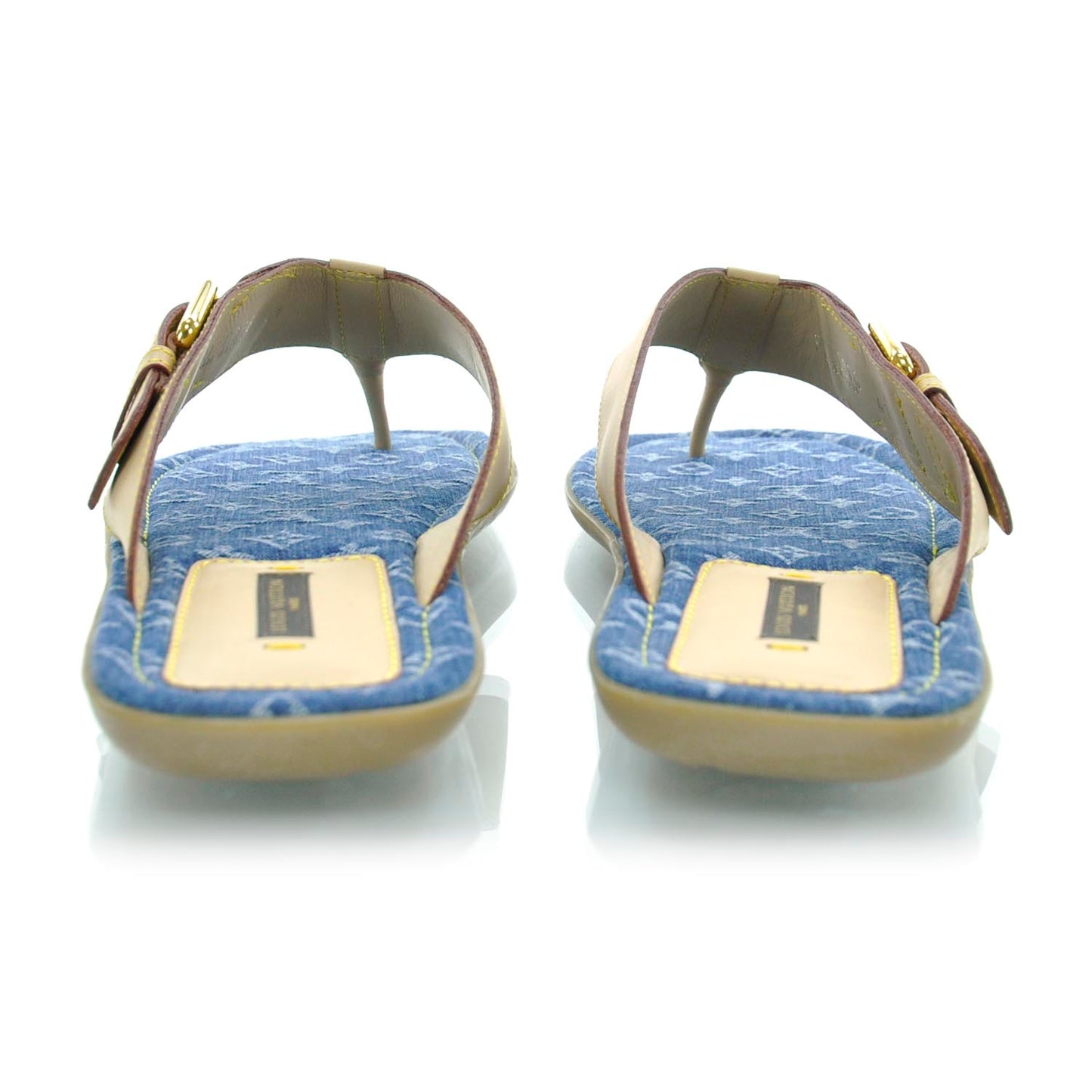 Vachetta Denim Monogram Thong Sandals 41