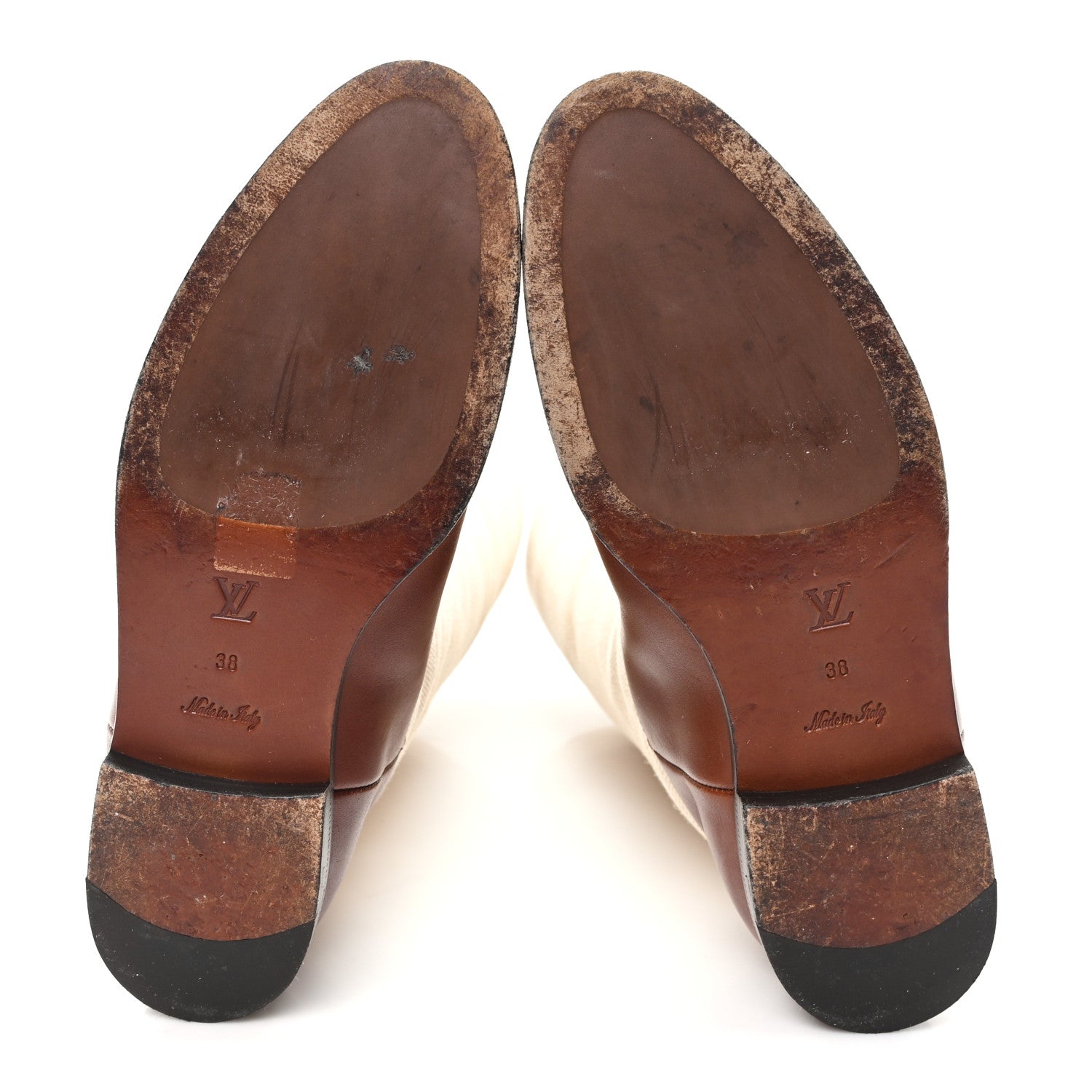 Louis Vuitton Canvas Calfskin Heritage Flat High Boots 38 Beige Brown 6 of 9