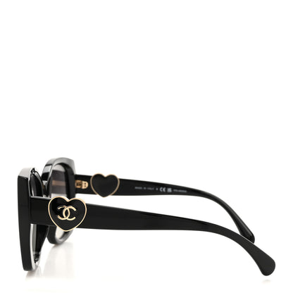 Chanel Acetate Square CC Heart Sunglasses 5519 Black 3 of 8