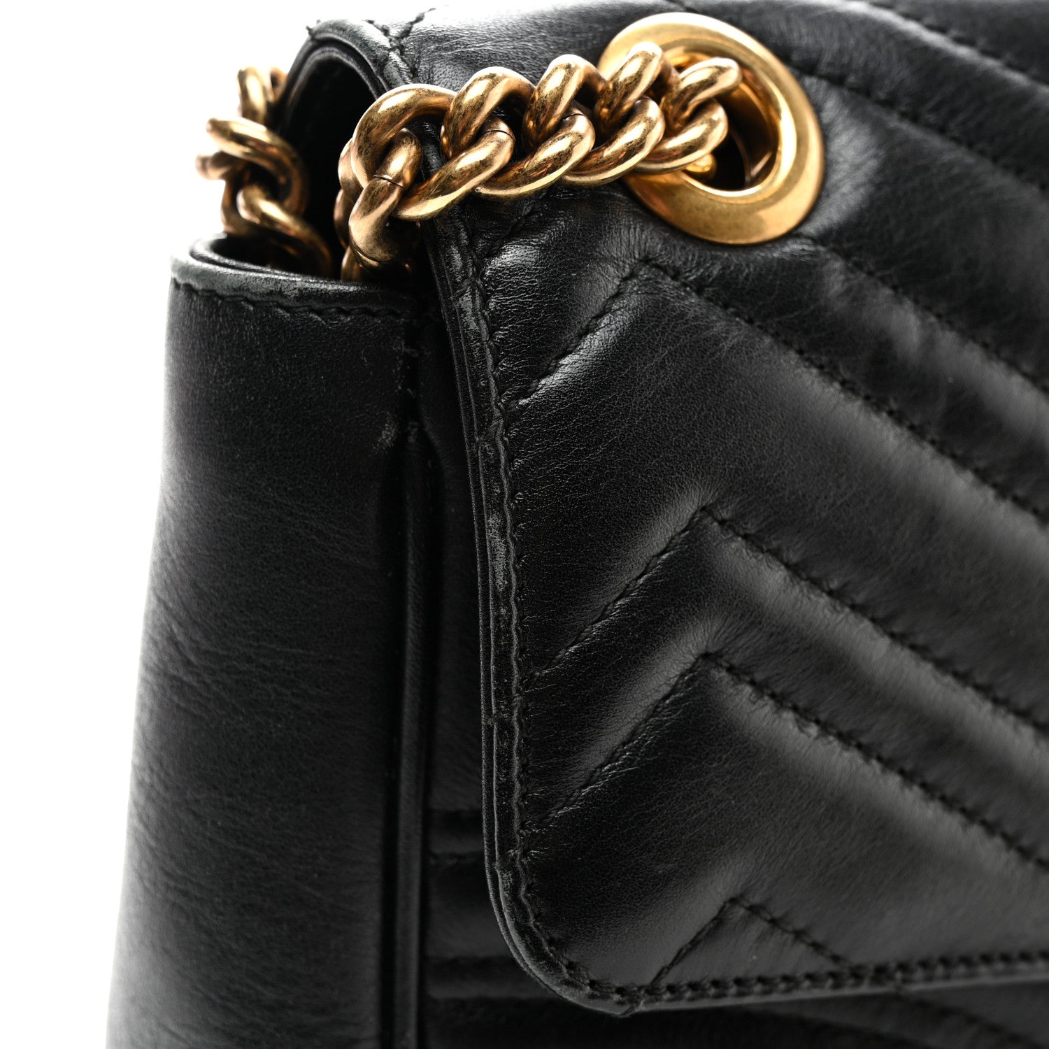 Gucci Calfskin Matelasse Medium GG Marmont Shoulder Bag Black 11 of 11