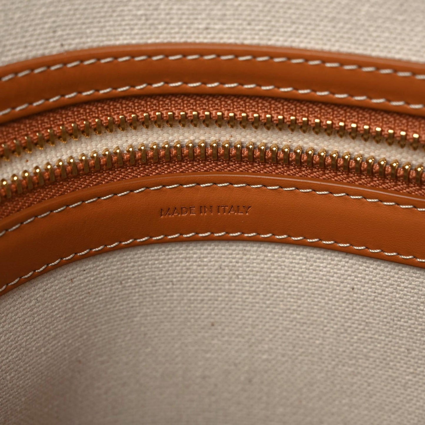 Canvas Calfskin Horizontal Cabas Natural Tan