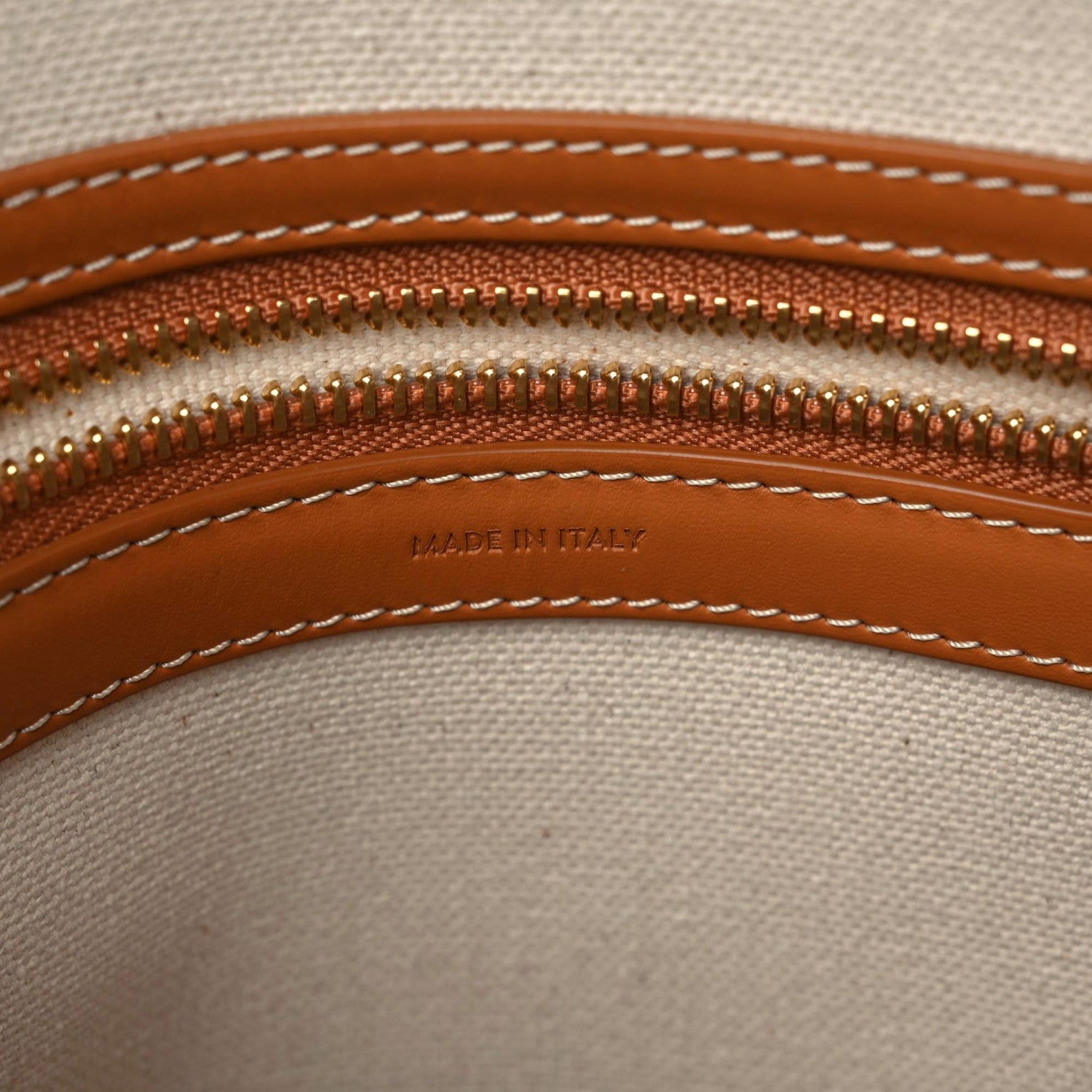 Celine Canvas Calfskin Horizontal Cabas Natural Tan 6 of 14