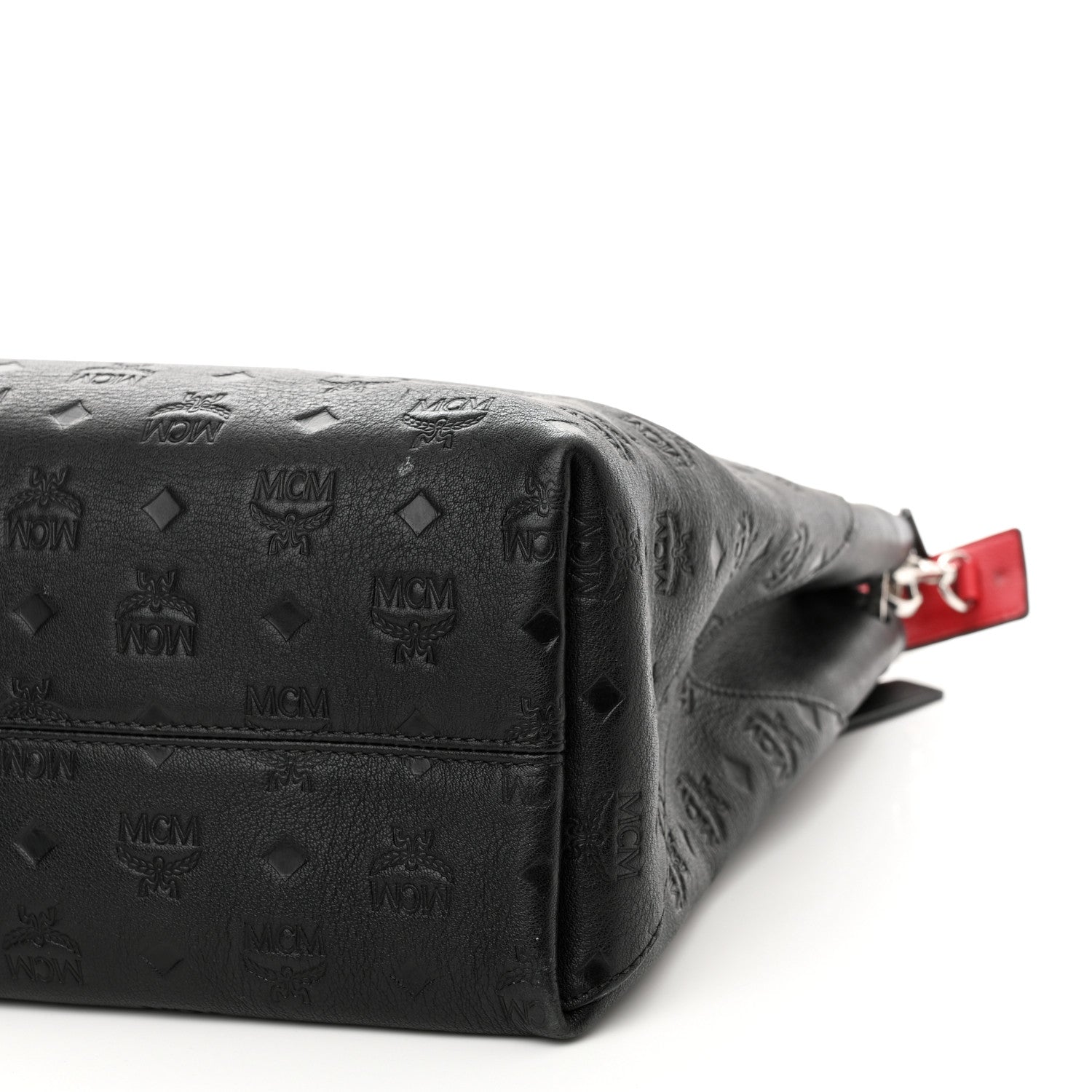 MCM Calfskin Ottomar Monogram Large Klara Hobo Black Red 9 of 12