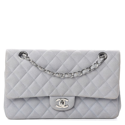 Chanel Iridescent Caviar Quilted Medium Double Flap Light Grey 1 of 15