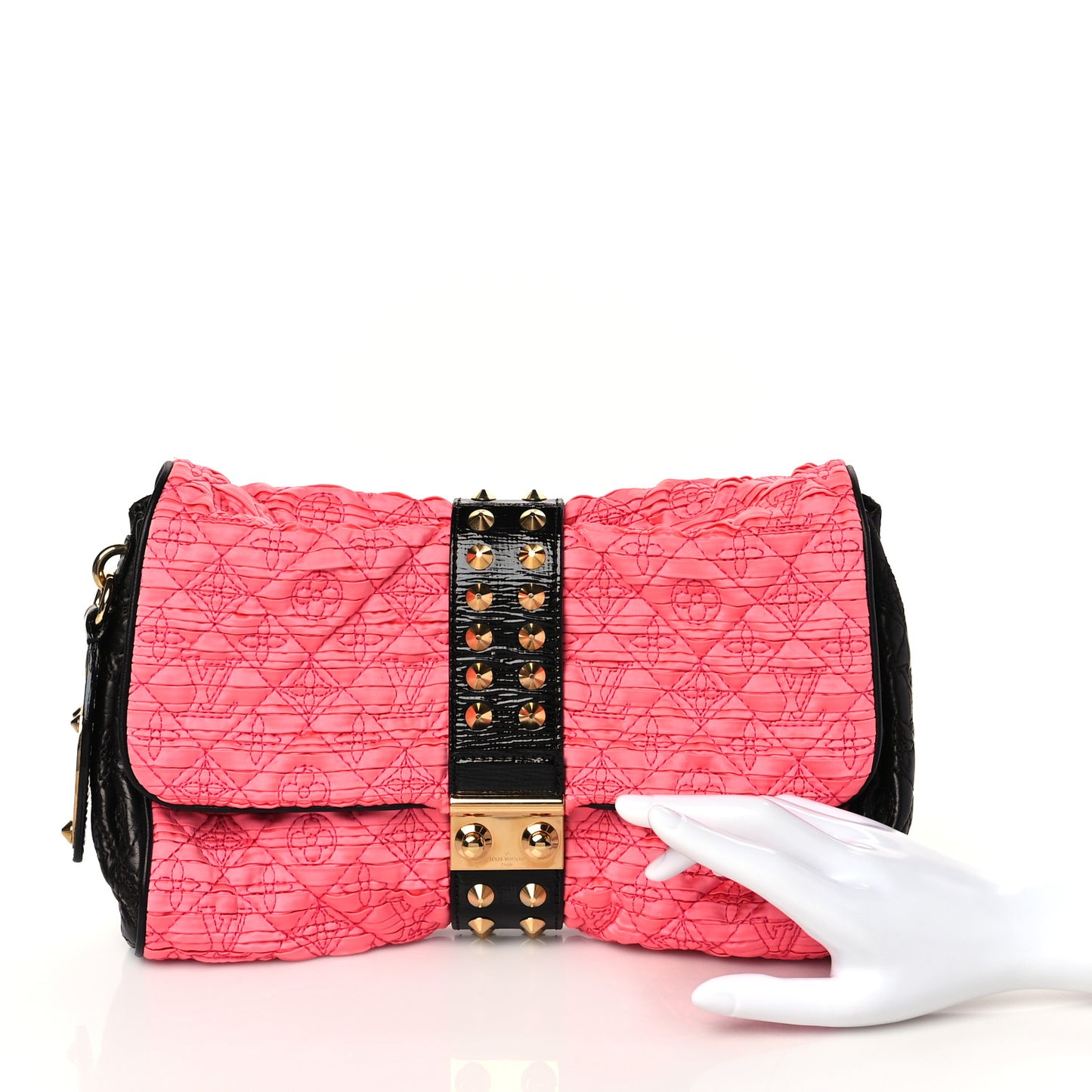 Satin Quilted Monogram Coquette Pochette Bunny Pink