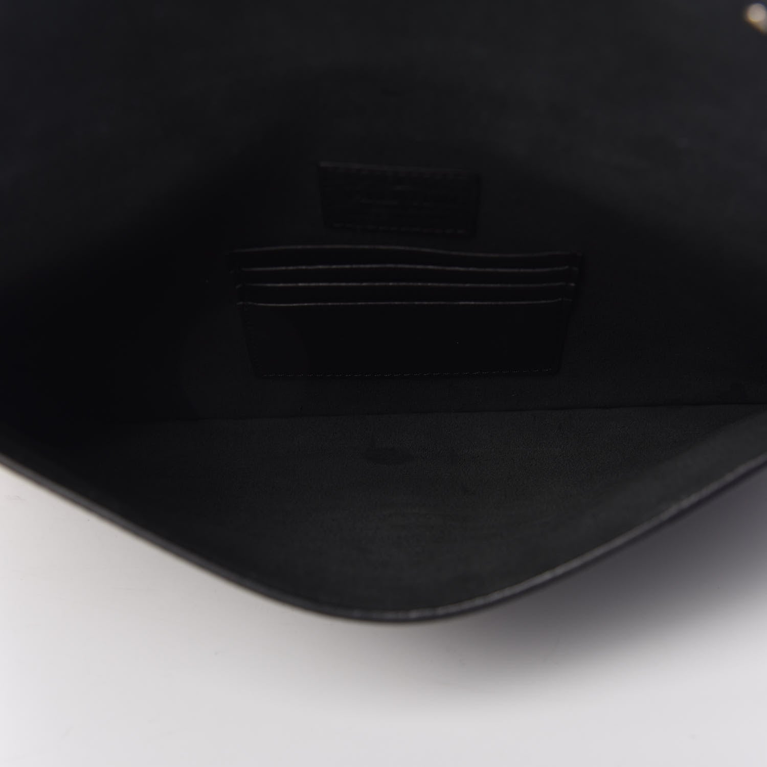 Valentino Garavani Pebbled Calfskin Large Rockstud Envelope Clutch Black 5 of 11