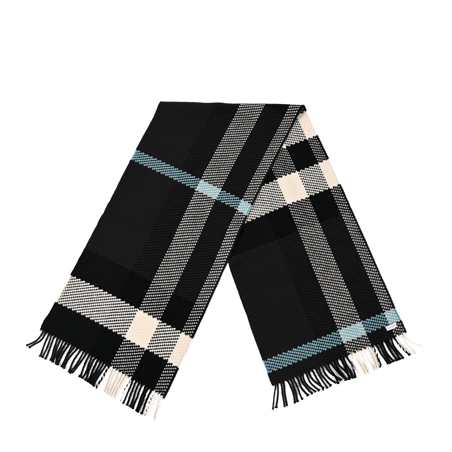 Burberry Textured Wool Jumbo Check Fringe Scarf Otter 2 of 6