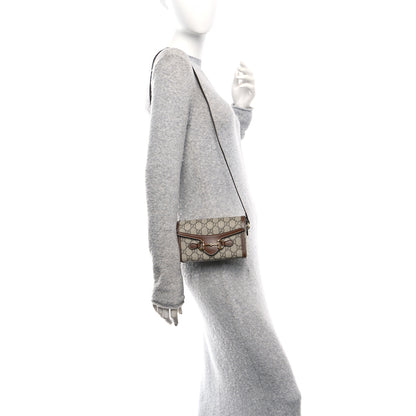 Gucci GG Supreme Monogram Mini Horsebit 1955 Shoulder Bag Beige Brown Sugar 2 of 10