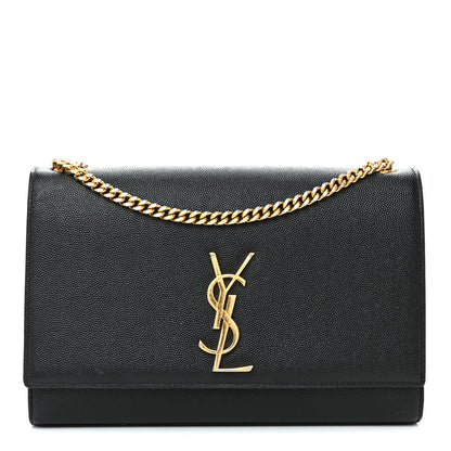 Saint Laurent Grain De Poudre Medium Classic Monogram Kate Satchel Black 1 of 9