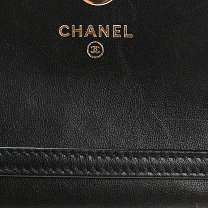 Chanel Lambskin Quilted Pearl My Shoulder Mini French Wallet On Chain WOC Black 6 of 12