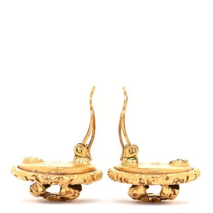Chanel CC Round Clip On Earrings Black Gold 3 of 8