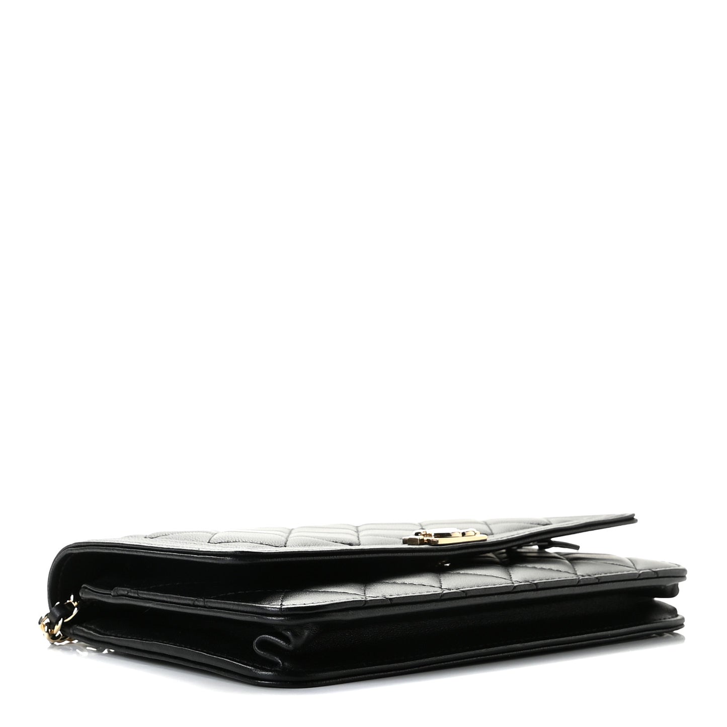 Lambskin Quilted Boy Wallet On Chain WOC Black
