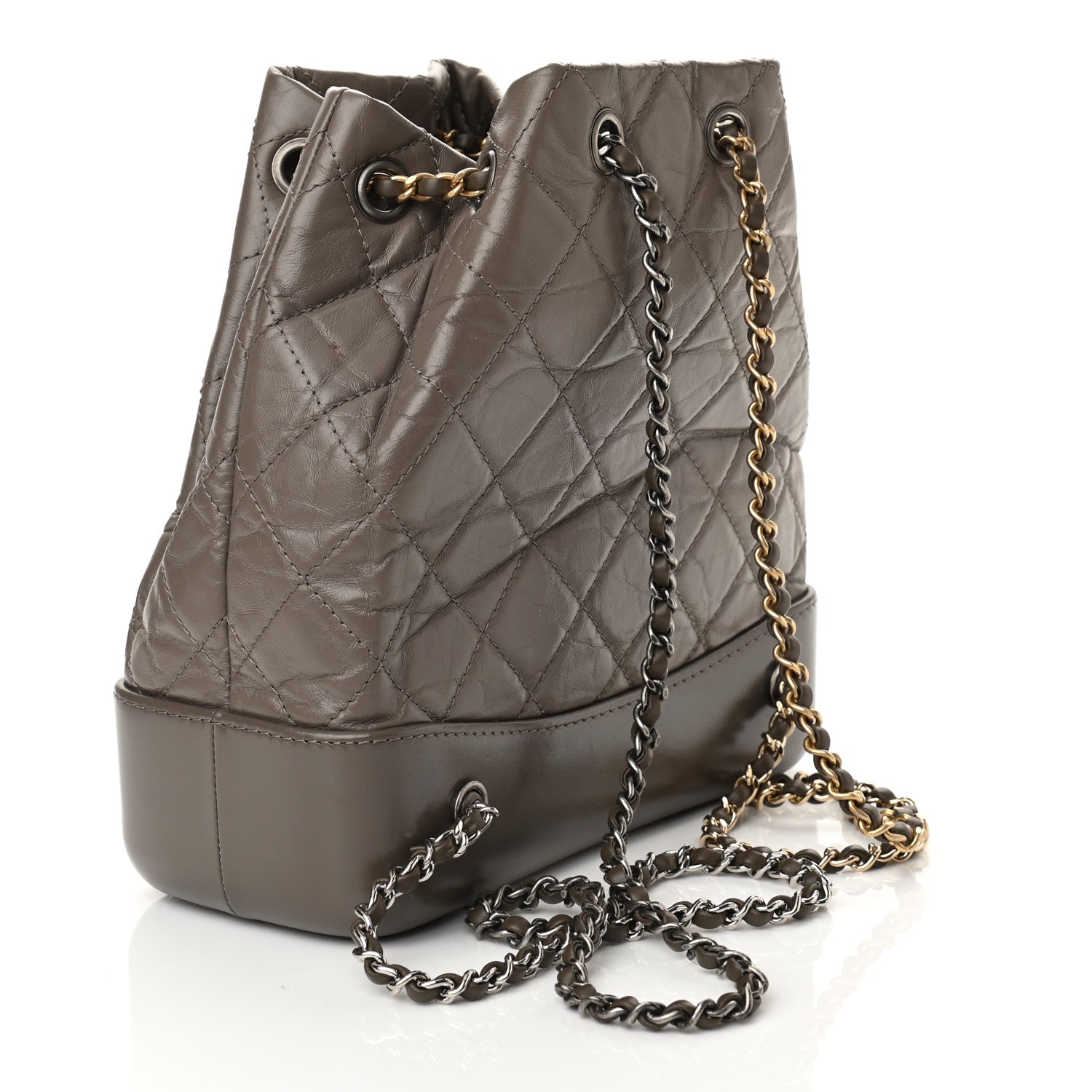 Chanel Aged Calfskin Quilted Small Gabrielle Backpack Grey 3 of 10