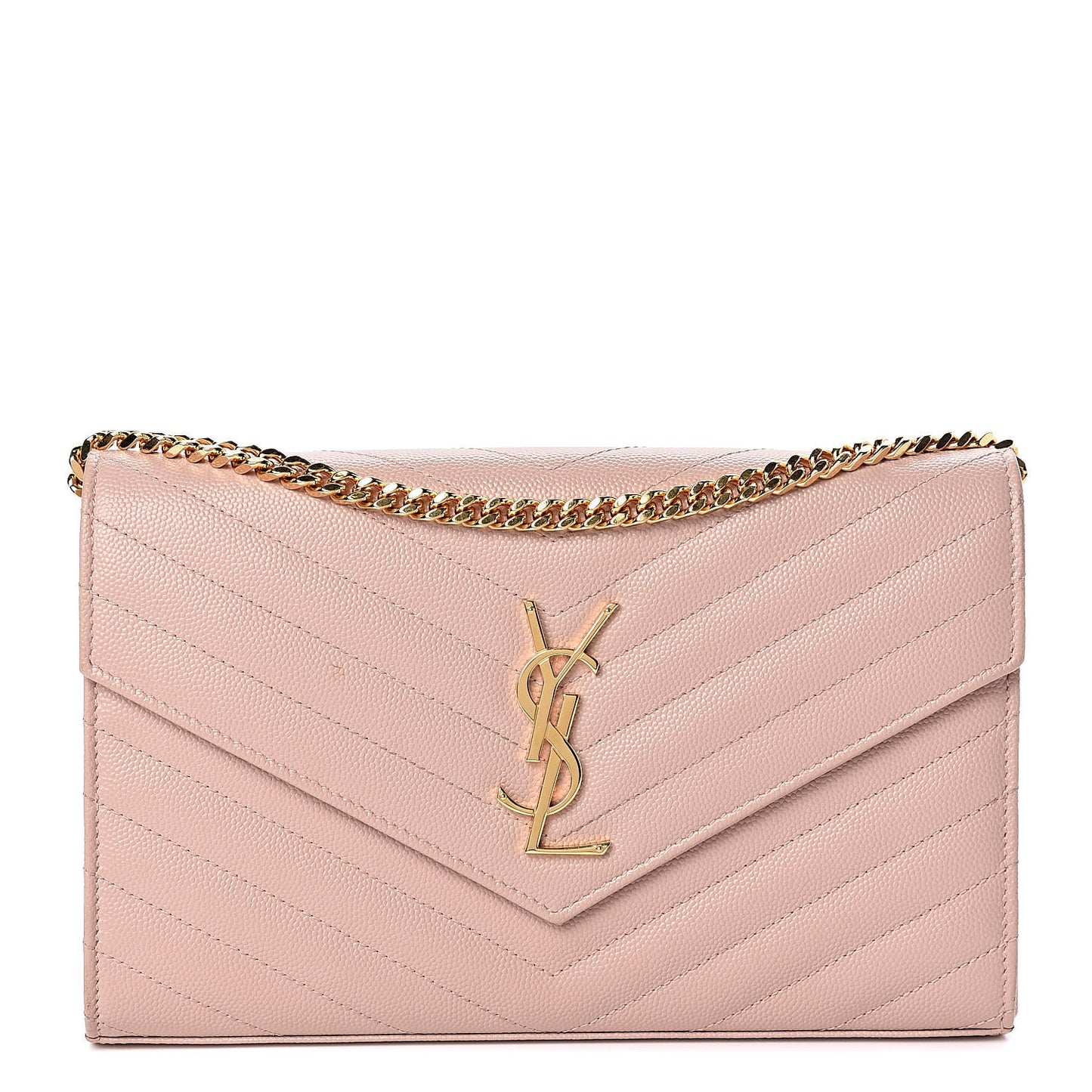 Grain De Poudre Matelasse Chevron Monogram Chain Wallet Rose Antic