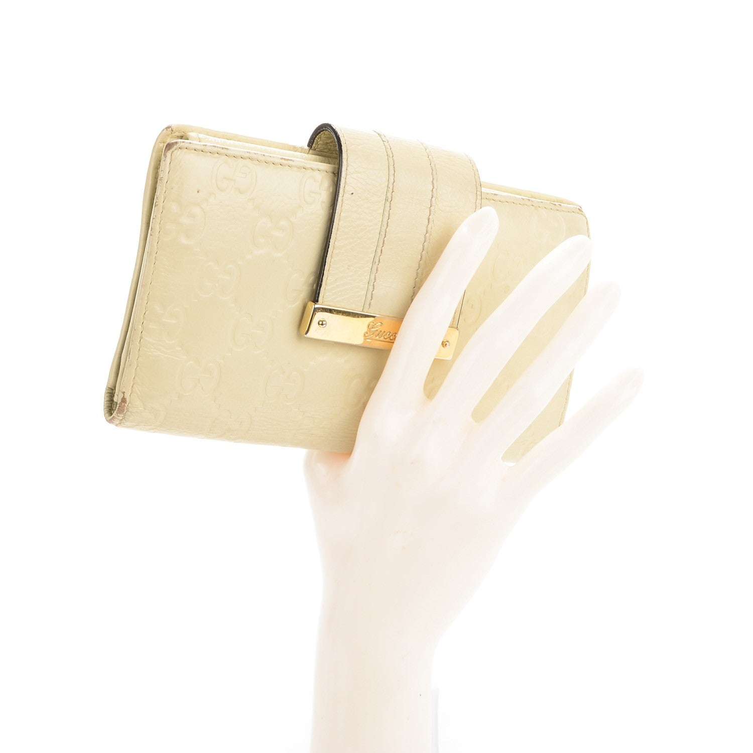 Gucci Guccissima Web Metal Bar Continental Wallet Off White 2 of 7