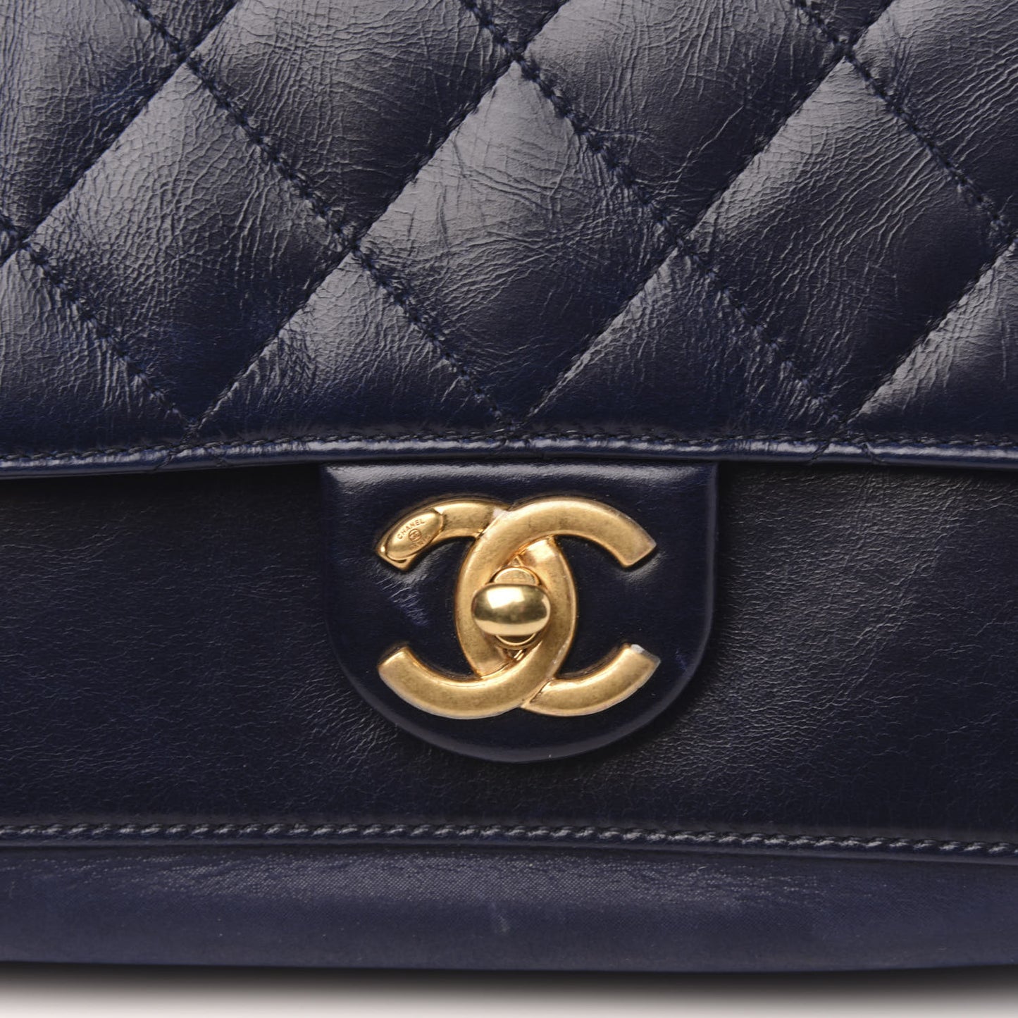 Calfskin Quilted Small Straight Lined Flap Blue