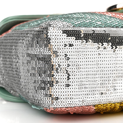 Gucci Sequin Satin Calfskin Matelasse Diagonal Small GG Marmont Shoulder Bag Grigio Argento Verde Chiaro Rosa Giallo Light Water Green 9 of 10
