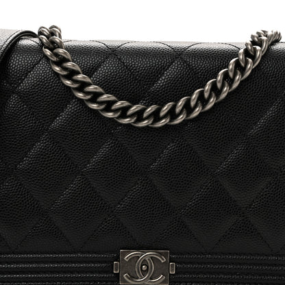 Chanel Caviar Quilted Boy Wallet On Chain WOC Black 9 of 12